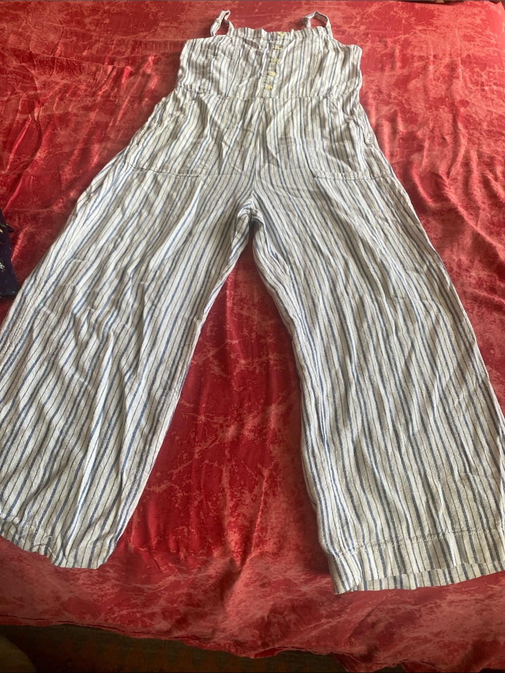 Old Navy Blue and White Striped Girls Jumpsuit Romper